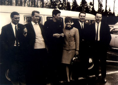 Fahrt zur Deutschen Meisterschaft 1967 v. links: Detlef Würfel, Dietrich Franke, H,W.Niesner, Ulla Pfeiffer (heute Braun), Dieter Bock, Peter Römermann (Quelle: 50 Jahre NBV) Fahrt zur Deutschen Meisterschaft 1967