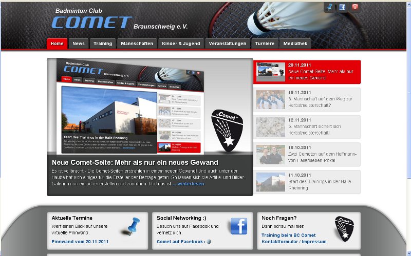 Internetseite Comet Internetseite Comet